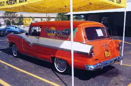 Orange and White Ford Wagon